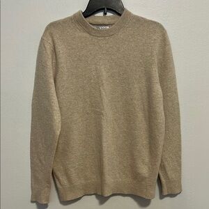 Zara Tan Crewneck Sweater Classic Knit Design
